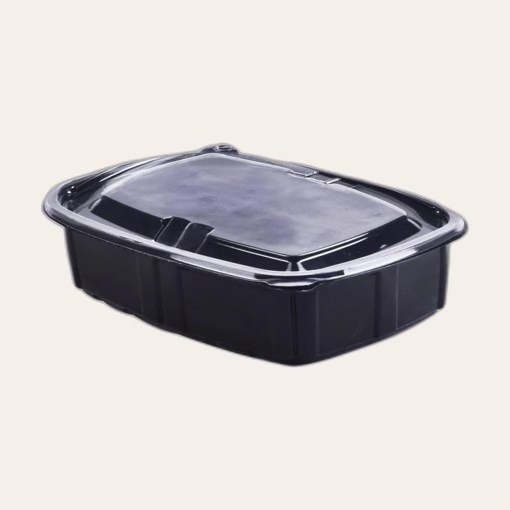 Container 750ml Rectangular - (Octagonal) Clear / Black (REC5 (REC5A))