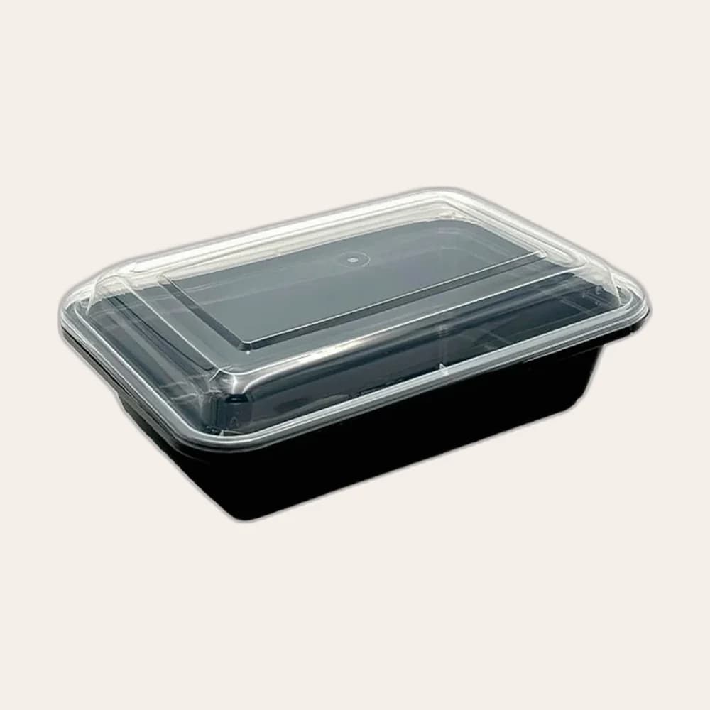 عبوة وجبات 1000 مل اسود بالغطاء (OMW 1000)