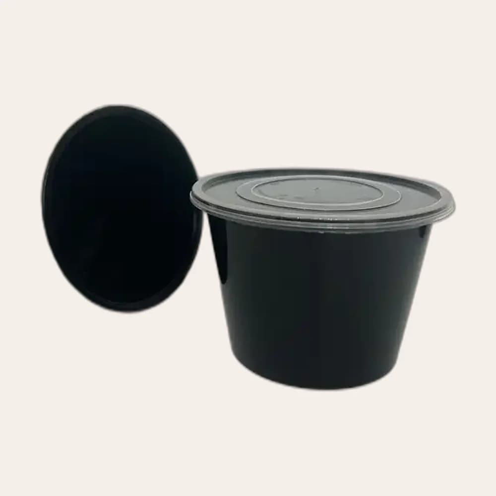 Soup Container White / Black 500 CC with Lid (SB2 / LSB1)